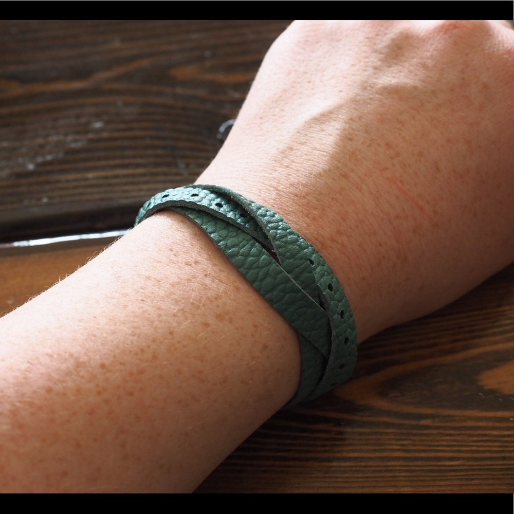 Teal Leather Snap Bracelet - Made in Rwanda